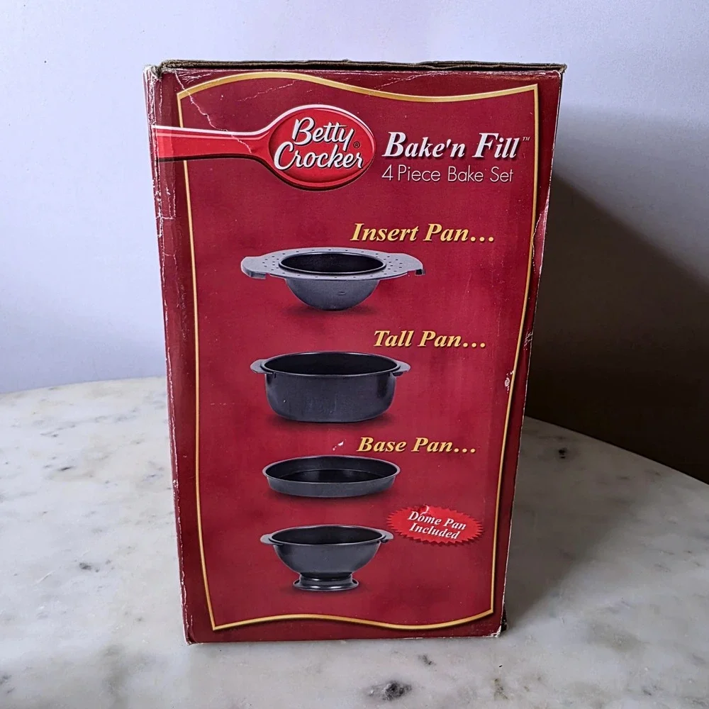 Betty Crocker Bake n Fill 4 Piece Bake Set Cake Pan Dome Insert Cake Filling